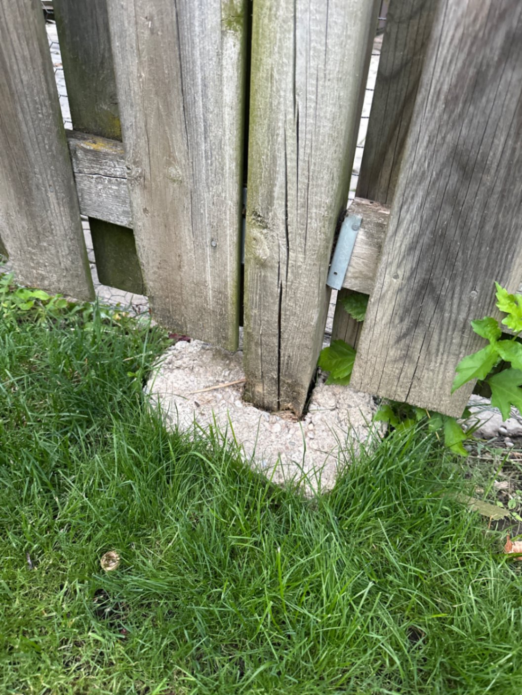 Customer-submitted photo of a failing fence estimated at 8–15 years old (example 5)