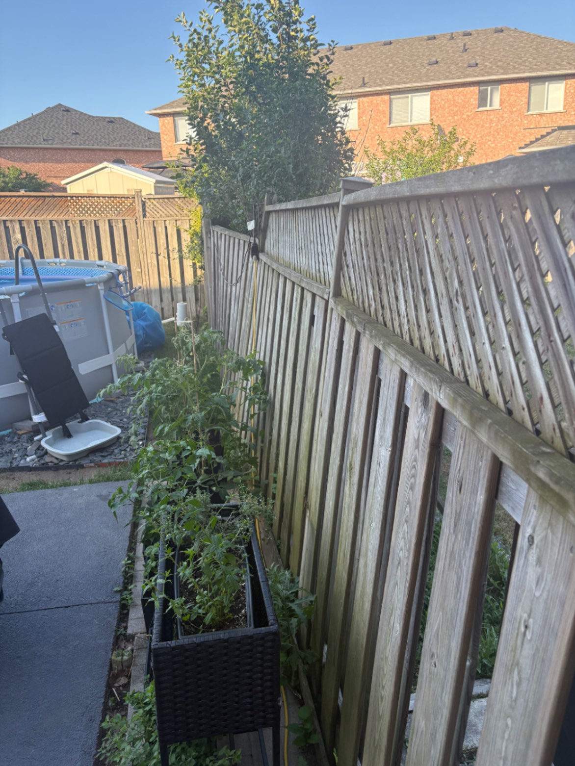 Customer-submitted photo of a failing fence estimated at 8–15 years old (example 7)
