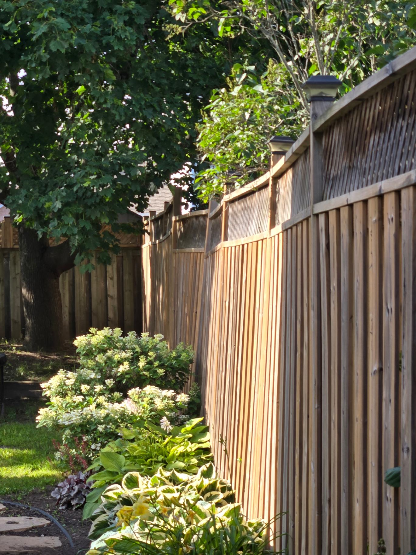 Customer-submitted photo of a failing fence estimated at 3–7 years old (example 9)