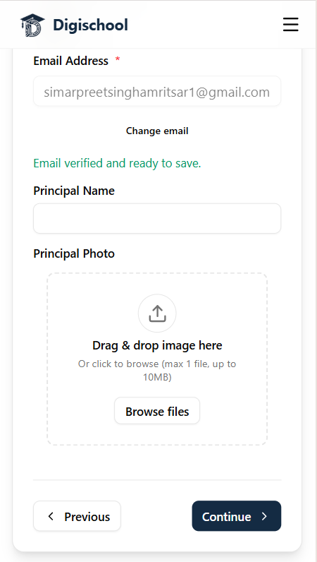 Email verified and ready to save
