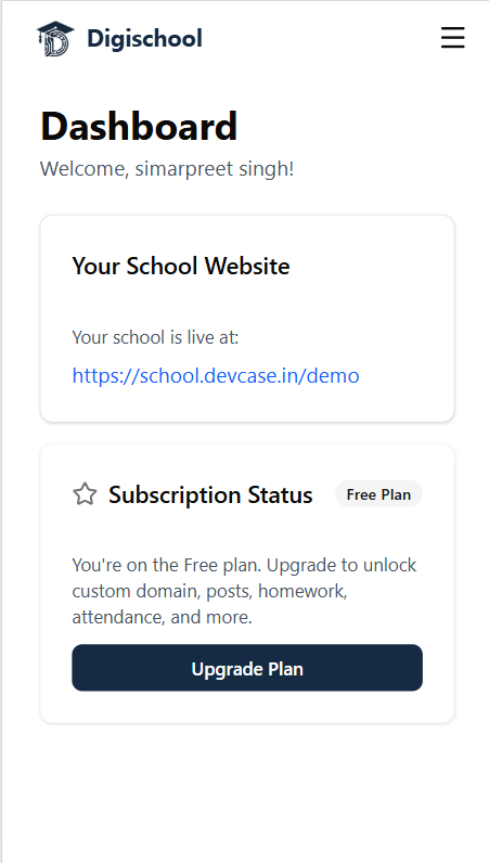 DigiSchool Dashboard, school website is live