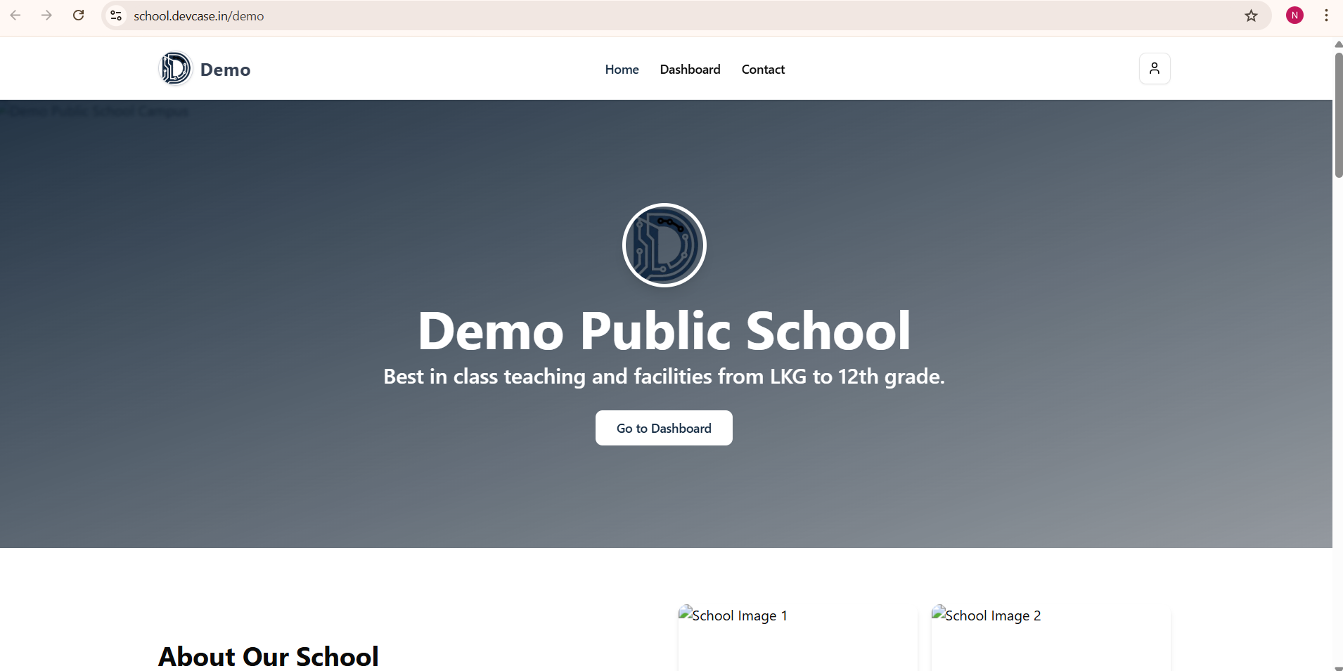 Live school website on school.devcase.in