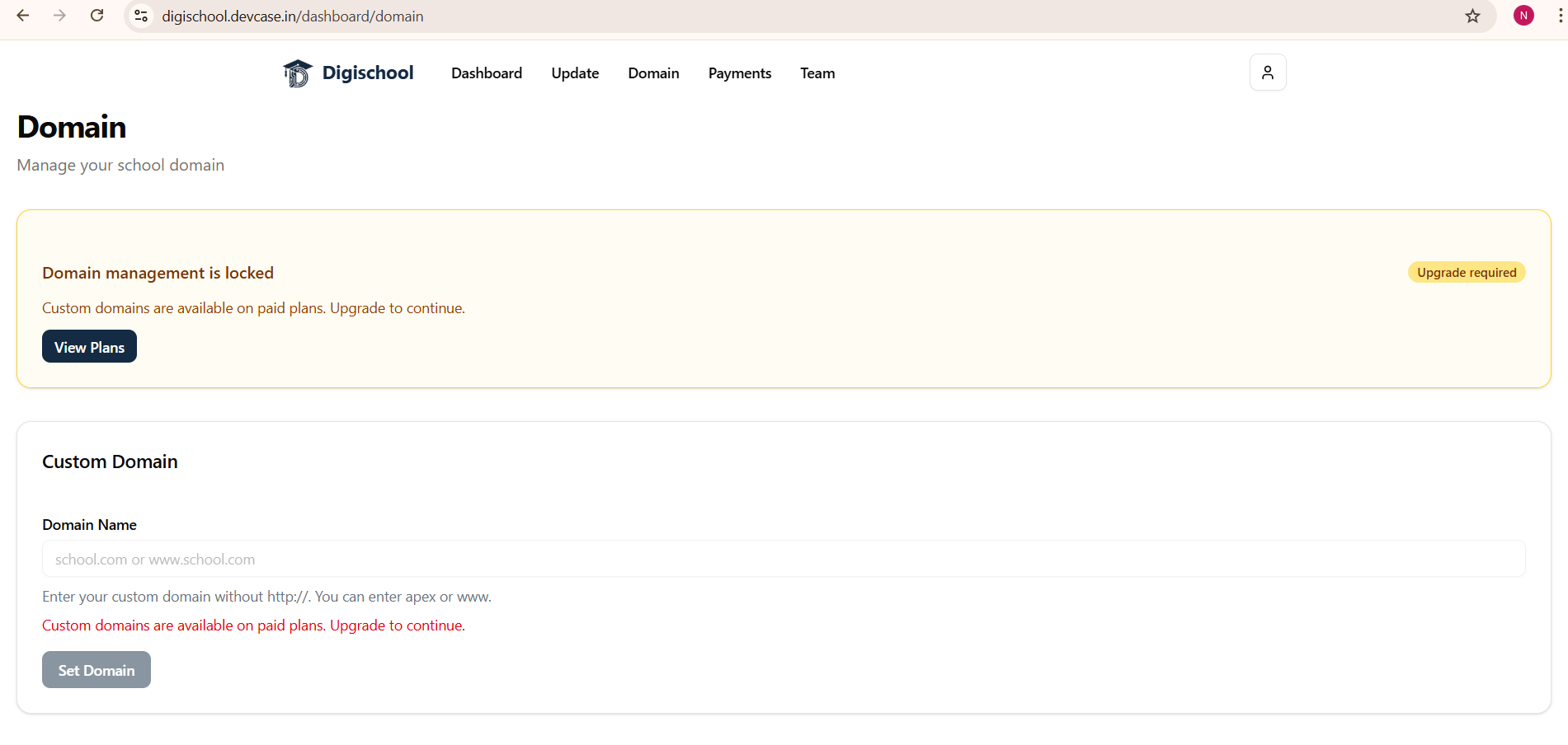 Domain management, connect a custom domain on paid plans